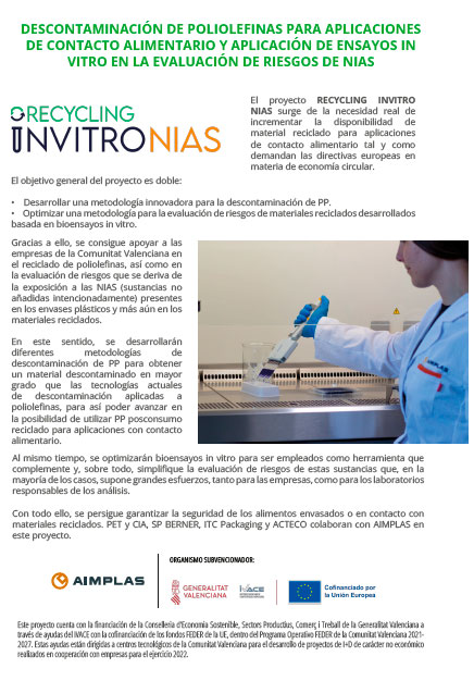 Póster proyecto Recycling Invitro NIAS